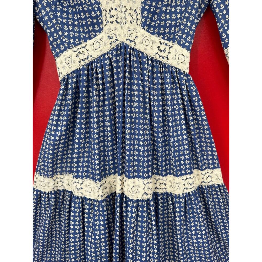 Vintage Victor Costa Calico Lace Cotton Hippie Mazi Dress Size XS to S - Picture 9 of 16